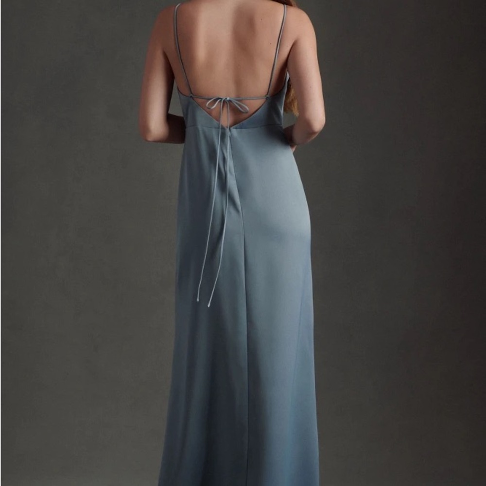 BHLDN Remy Cowl Neck Blue Slit Gown - Worn Once - Picture 3 of 6